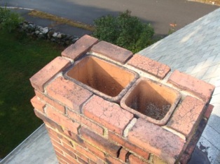 NortheastChimneySweeps.com Unlined Flue Woburn Ma Flue Liners Caps Pointing Repairs